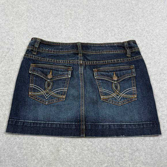 Y2K SO Junior Womens Size 7 Blue Denim Mini Skirt - Picture 2 of 6